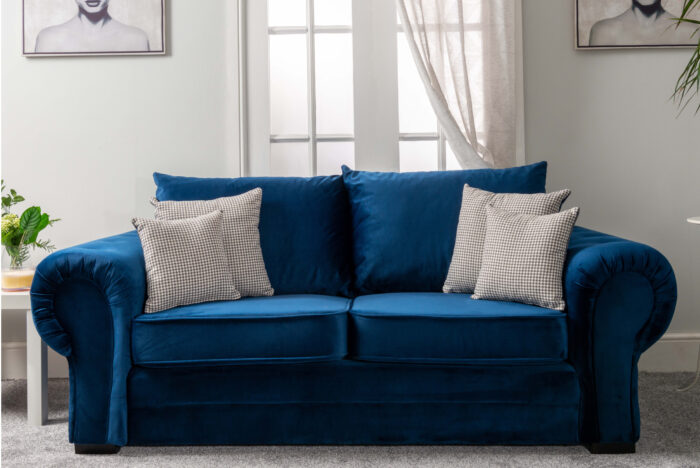 Leonardo blue 3 seater sofa