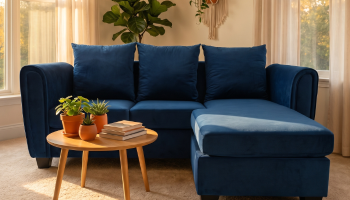 maddie corner sofa - dark blue