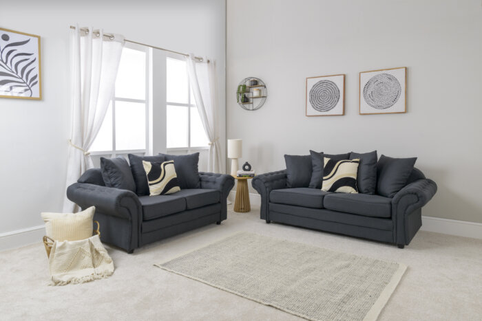 Chloe 3 & 2 Charcoal Seater Sofa Set - Image 10