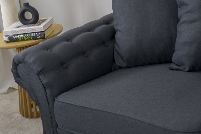 Chloe 3 & 2 Charcoal Seater Sofa Set - Image 7