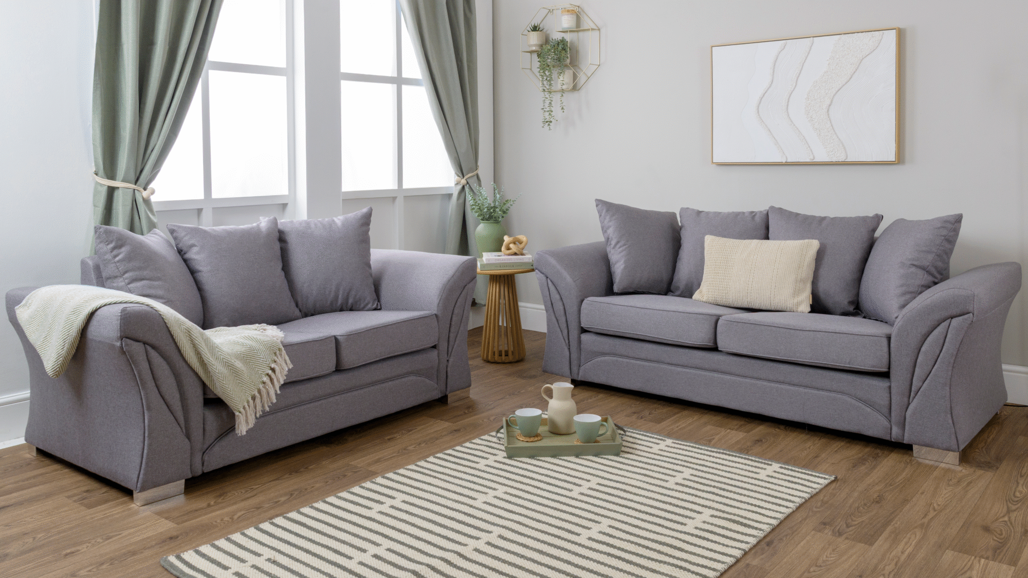 Willow Light Grey 3 & 2 Seater Sofa Set