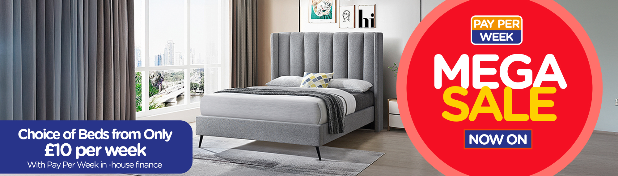 beds clearance sale homepage banner from pay per week